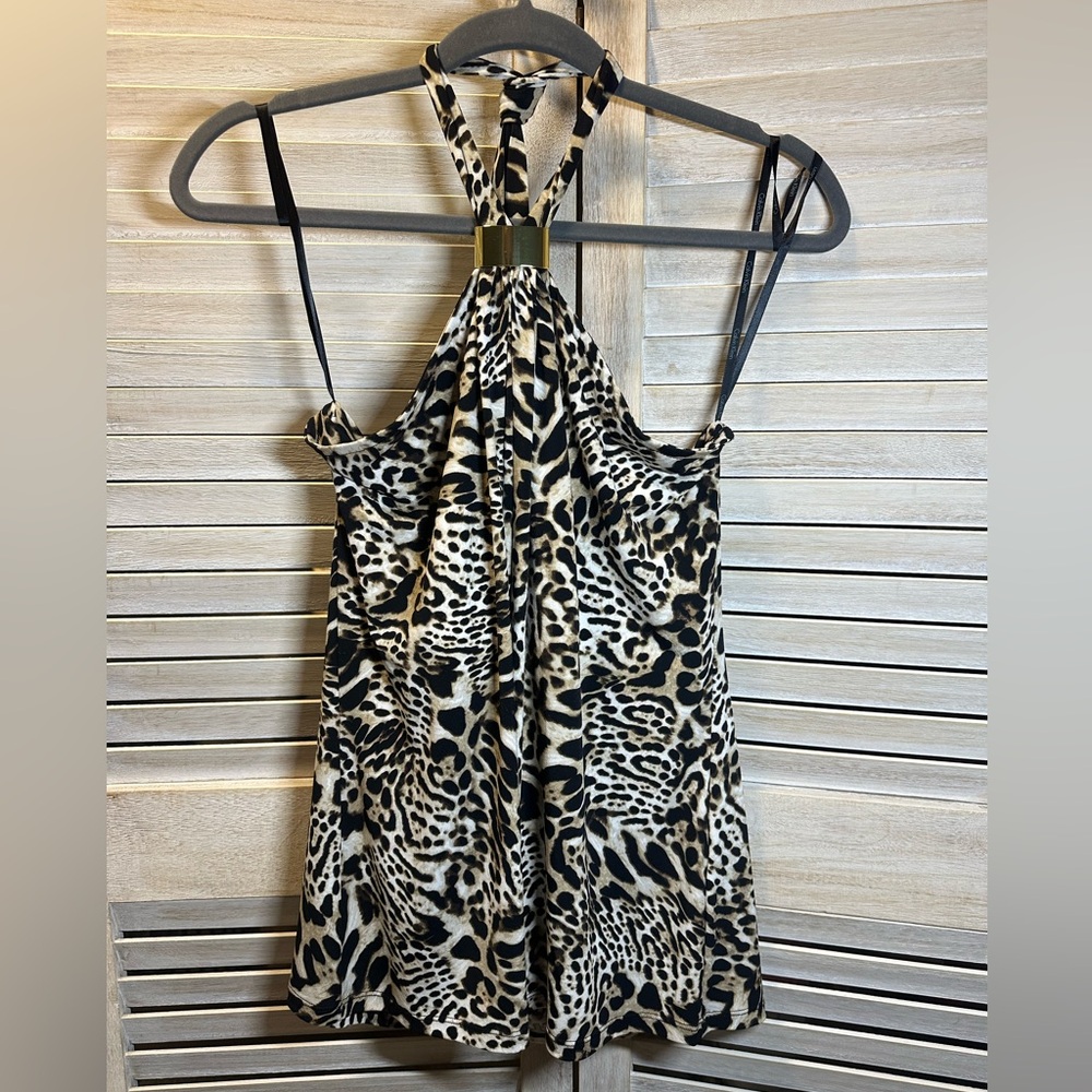 Calvin Klein Leopard Print Halter Top